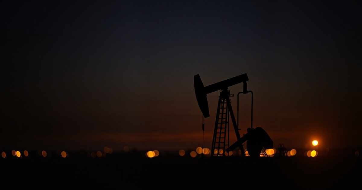 A lone oil pump jack silhouetted against an amber dusk sky with soft golden bokeh, used in the ThriveInMarkets evening review for Monday July 20 2026, the session when energy was the lone green S&P 500 sector as WTI crude pared a spike above 85 dollars back toward 82 dollars on hopes of renewed US-Iran diplomacy, while an early semiconductor comeback faded and the S&P 500 closed at 7,443.28 down 0.19 percent, the Nasdaq Composite essentially flat at 25,508.07 and the Dow lower at 51,839.26, with software names Oracle, ServiceNow and Adobe dragging communication services and technology lower ahead of Alphabet and Tesla earnings on Wednesday, Bitcoin firming to 65,334 dollars, Ether near 1,898 dollars and gold holding 4,009 dollars