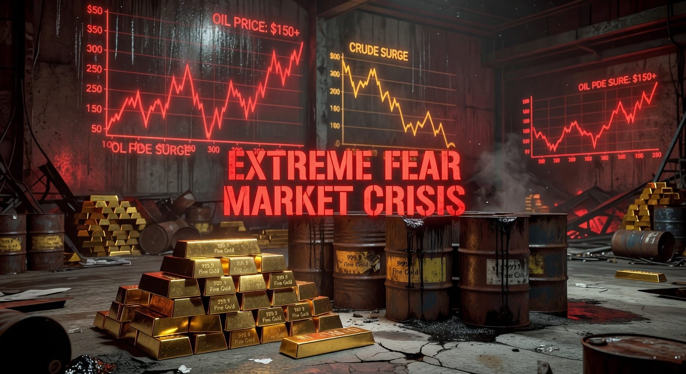 Gold bullion and oil barrels in crisis market conditions April 6 2026