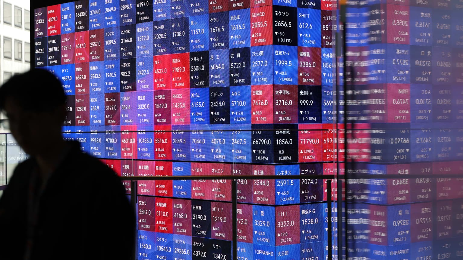 Japanese stock market ticker board illustrating the May 29 2026 ThriveInMarkets morning analysis as Asia-Pacific equities rallied to fresh records with Japan's Nikkei 225 climbing 2.49 percent and the broader Topix reaching a new all-time high while South Korea's Kospi jumped more than 3 percent to a fresh intraday record, all extending the record closes on Wall Street where the S&P 500 added 0.58 percent to a record 7,563.63 and the Nasdaq Composite rose 0.91 percent to a record 26,917.47 even as the April Personal Consumption Expenditures price index printed 3.8 percent year over year, the hottest inflation reading in nearly three years, with technology resuming leadership and traders looking past renewed Iran headlines toward a reported 60-day Strait of Hormuz ceasefire framework