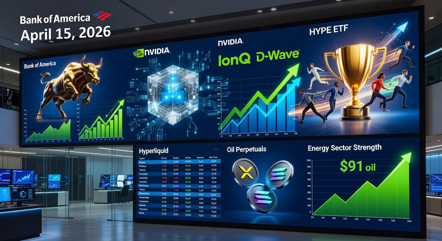 Wall Street Q1 earnings Bank of America Morgan Stanley Nvidia quantum stocks HYPE ETF energy sector April 15 2026 news roundup
