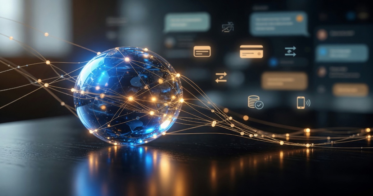 A glowing electric-blue and warm amber digital sphere representing The Open Network blockchain with golden validator connection threads floating above a dark reflective obsidian surface, dramatic gold rim lighting and soft bokeh, illustrating the ThriveInMarkets guide to TON blockchain Telegram mini apps and decentralization in July 2026