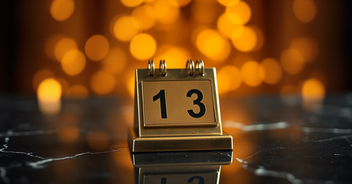 A polished brass desk calendar block on a dark reflective black marble surface under warm amber and orange rim light with soft glowing golden bokeh, symbolising the packed schedule of a Federal Reserve decision, four Magnificent Seven earnings reports and Q2 GDP plus PCE inflation in the trading week of July 27 to 31 2026