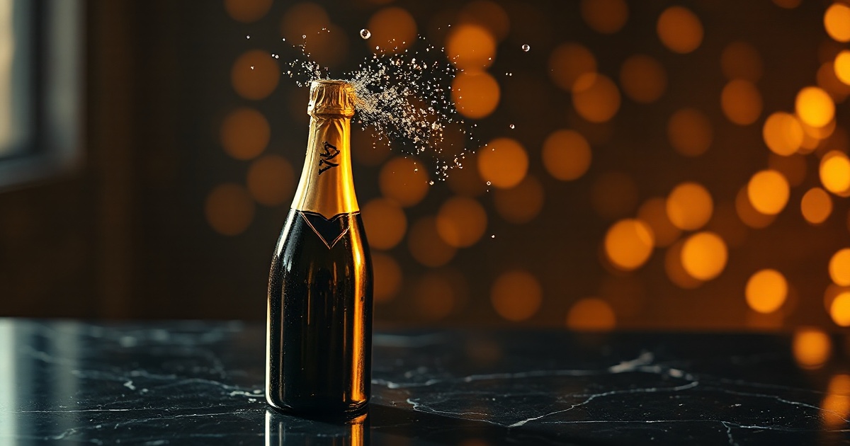 A single polished golden champagne bottle mid pop with the cork flying out and sparkling bubbles bursting from the neck on a dark reflective black marble surface under warm amber and orange light with golden bokeh behind it, symbolising the ThriveInMarkets weekly markets roundup for the week of August 2 to 8 2026, a week in which the S&P 500 closed at a record 7,757.64 and logged its strongest week since April after the July non-farm payrolls report shockingly showed the US economy lost 23,000 jobs, reviving Federal Reserve rate-cut bets, while Palantir surged about 29 percent on earnings, Atlassian jumped more than 32 percent, The Trade Desk sank about 20 percent, SpaceX whipsawed around its first public earnings and a roughly 101 billion dollar share unlock, gold surged to about 4,338 dollars in its best week since January, Bitcoin firmed near 65,000 dollars, and XRP fell about 5.5 percent as the Senate left Washington without passing the crypto market structure bill